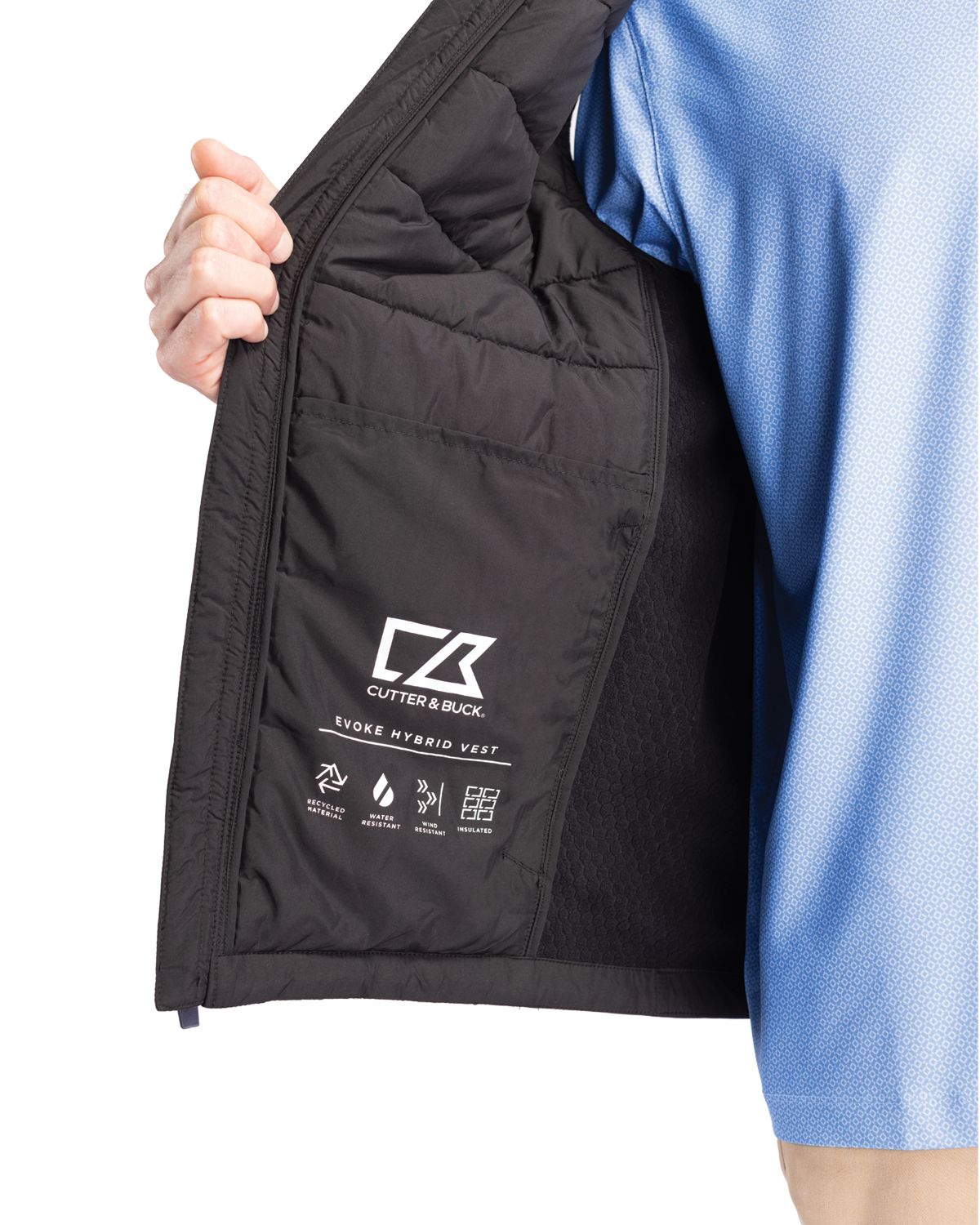 Evoke Hybrid Softshell Recycled Mens Full Zip Vest