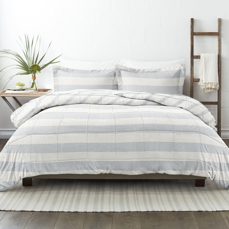 Queen Reversible Comforter Sets - Distressed Stripes 2