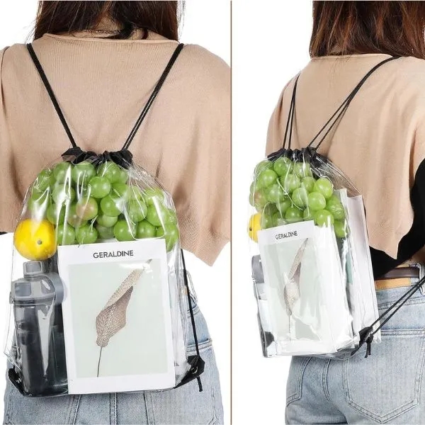 Huge Clear Drawstring Pouches with Transparent Storage Bags 5