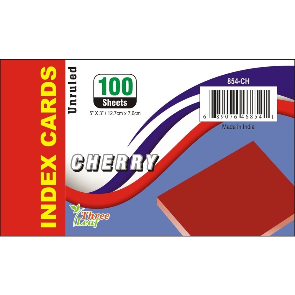 3" x 5" Unruled Index Cards - Cherry 100 Count