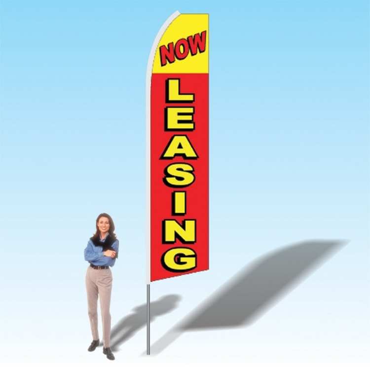 15FT Now Leasing Yellow Red Advertising Banner Flag 2