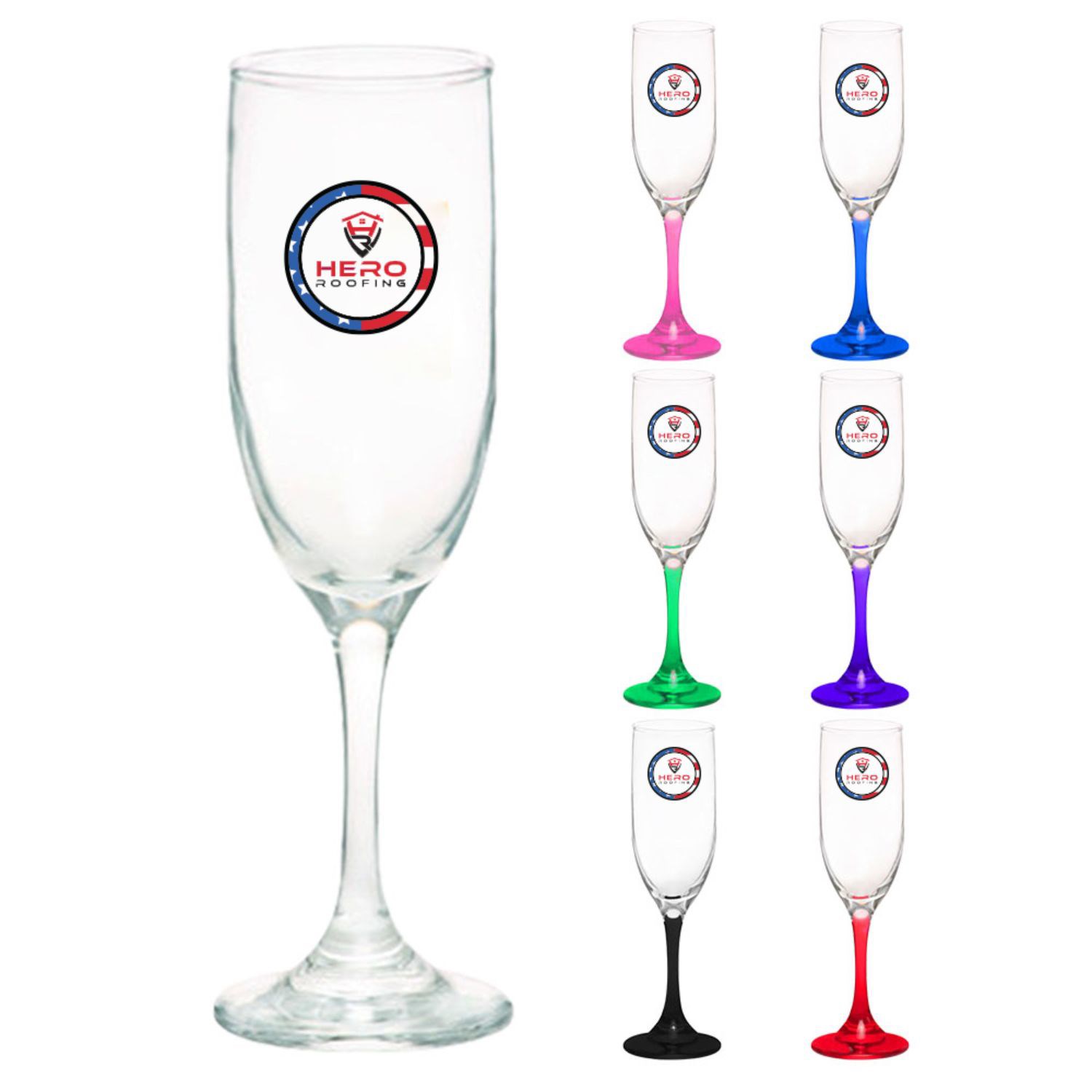 6.25 oz Premiere Flutes Glasses W/ Custom Logo 1