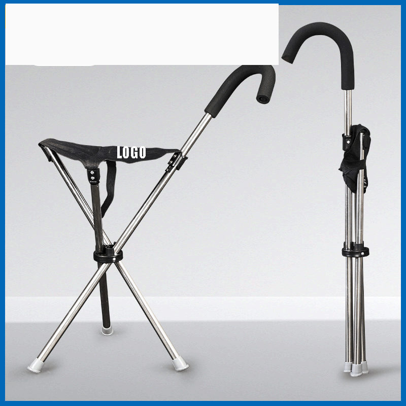 Foldable Stool with Cane 2-in-1 Lightweight Cane & Stool 2