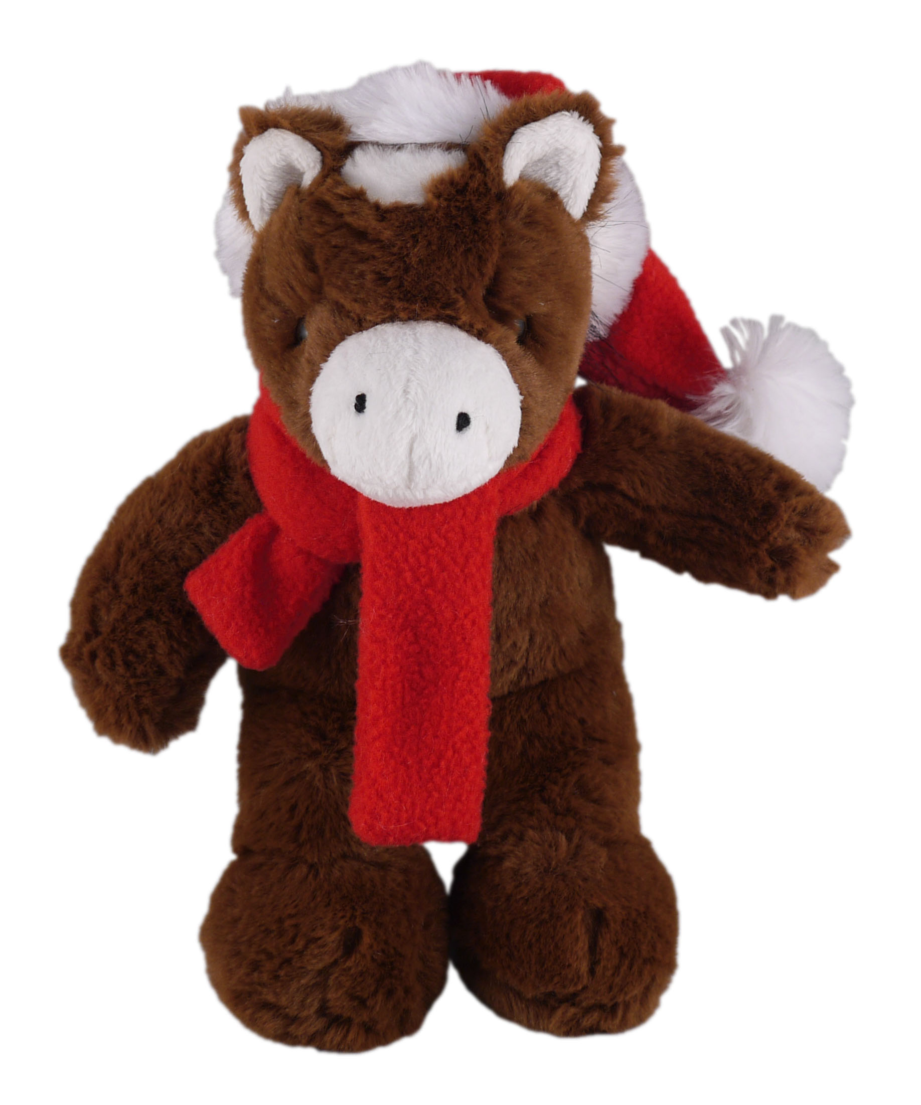 Soft Plush Stuffed Horse with Christmas Hat and Scarf 2