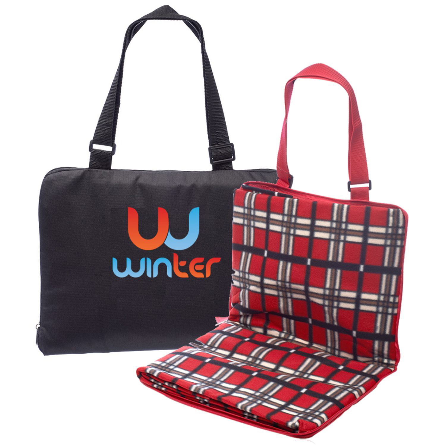 Fleece Picnic Blankets w/ Zipped tote bag 53"L x 47.25"W 2