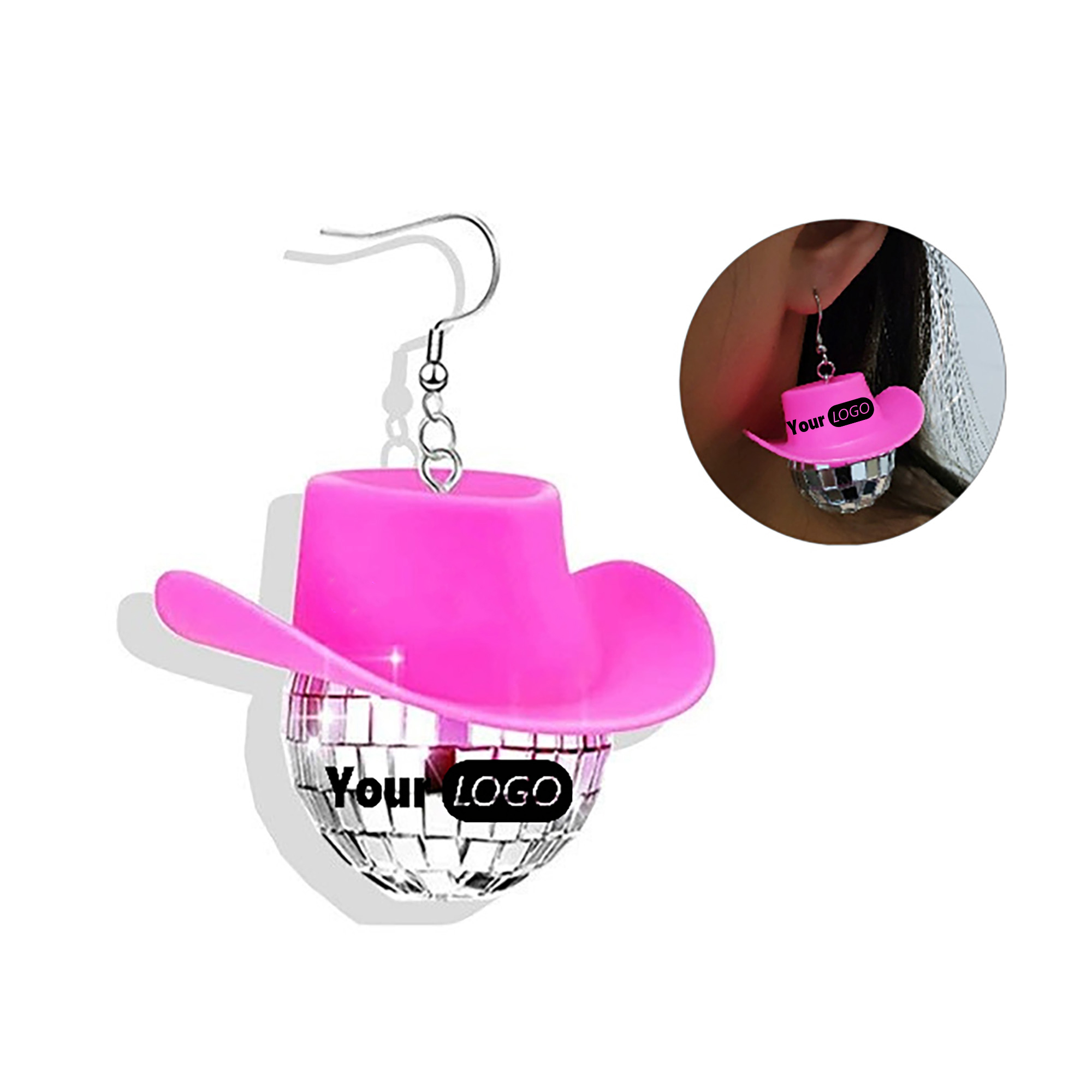 Disco Ball Cowboy Hat Earrings 2