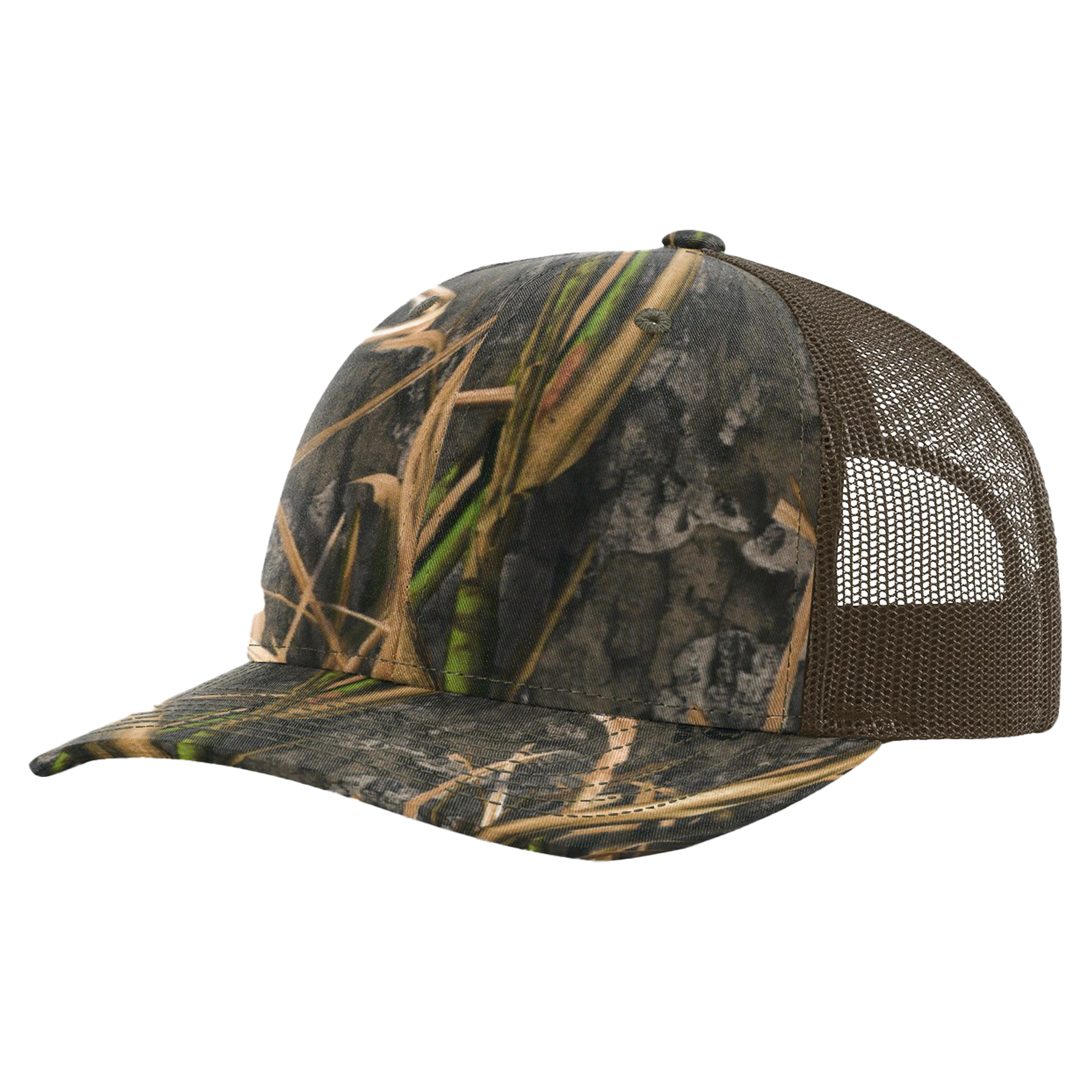 Richardson 112P Printed 6-Panel Snapback Trucker Hat w/Leatherette Adhesive Patches 37