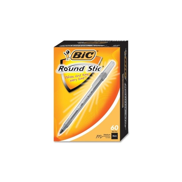 Bic Round Stick Ballpoint Pens - Med. Pt. Black Ink 1