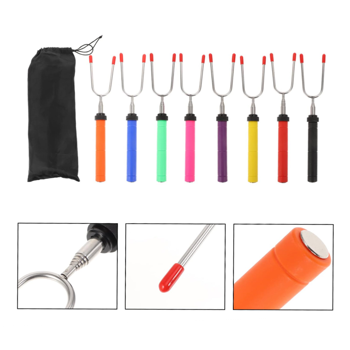 Telescopic Roasting Fork with Rubber Grip Handle 4