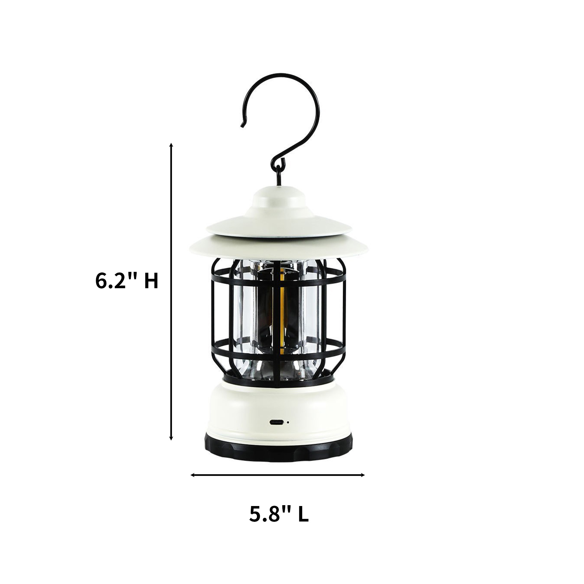 Rechargeable Vintage Camping Lantern 5.8 x 5.8 x 6.2" 1