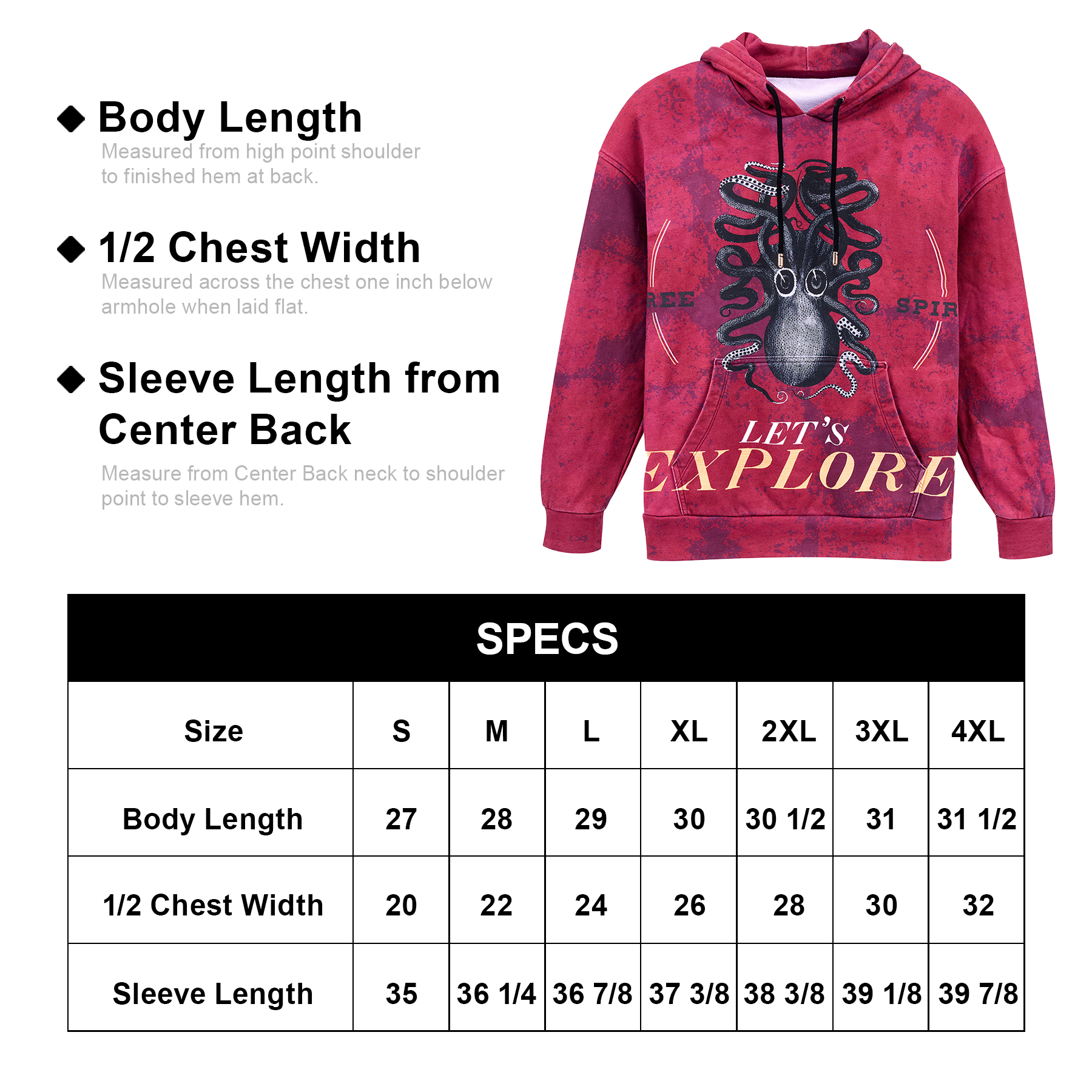 8oz Unisex Full Color Digital Print Pullover Hoodie With Pocket 4