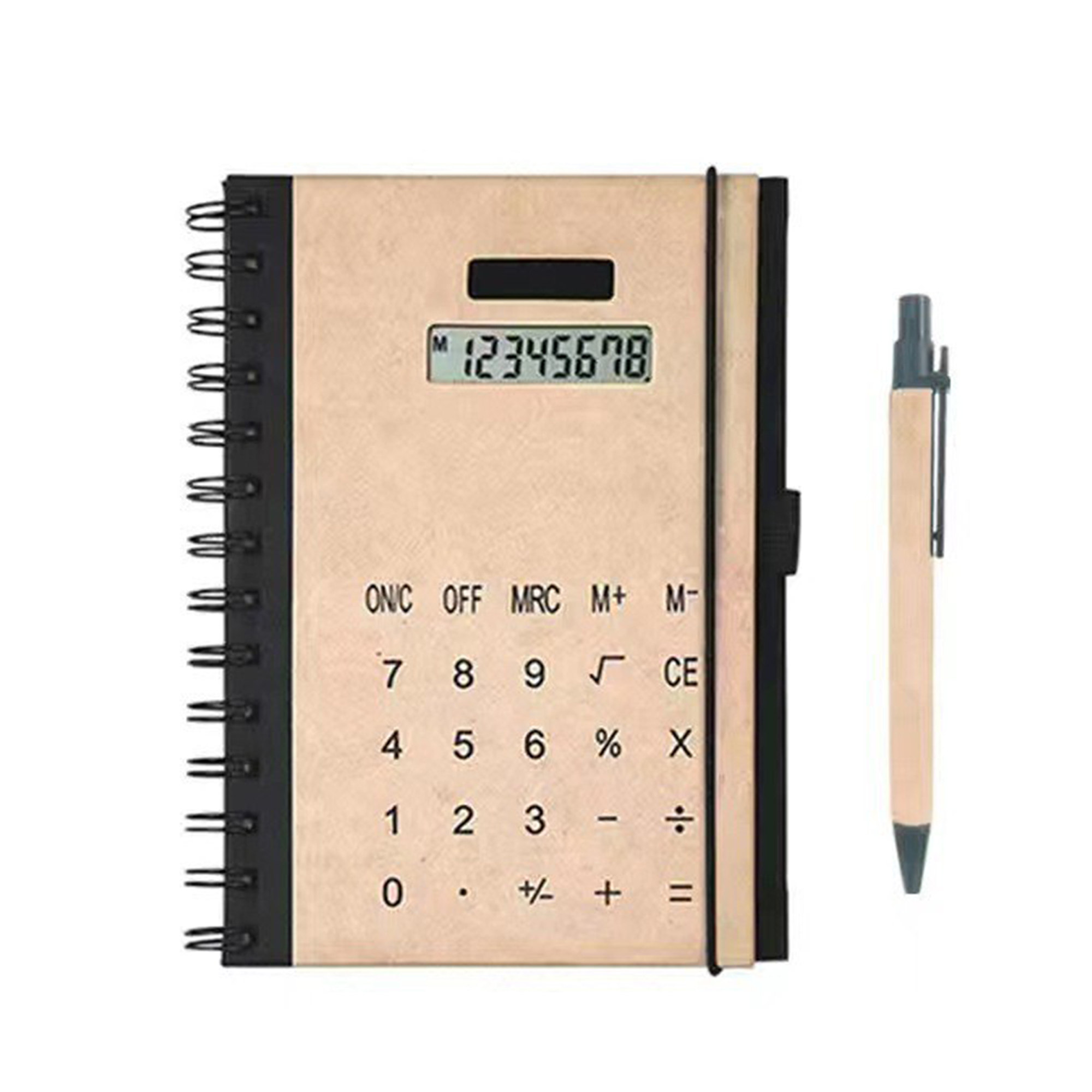 Kraft Cover Spiral Notebook With Solar Calculator 3