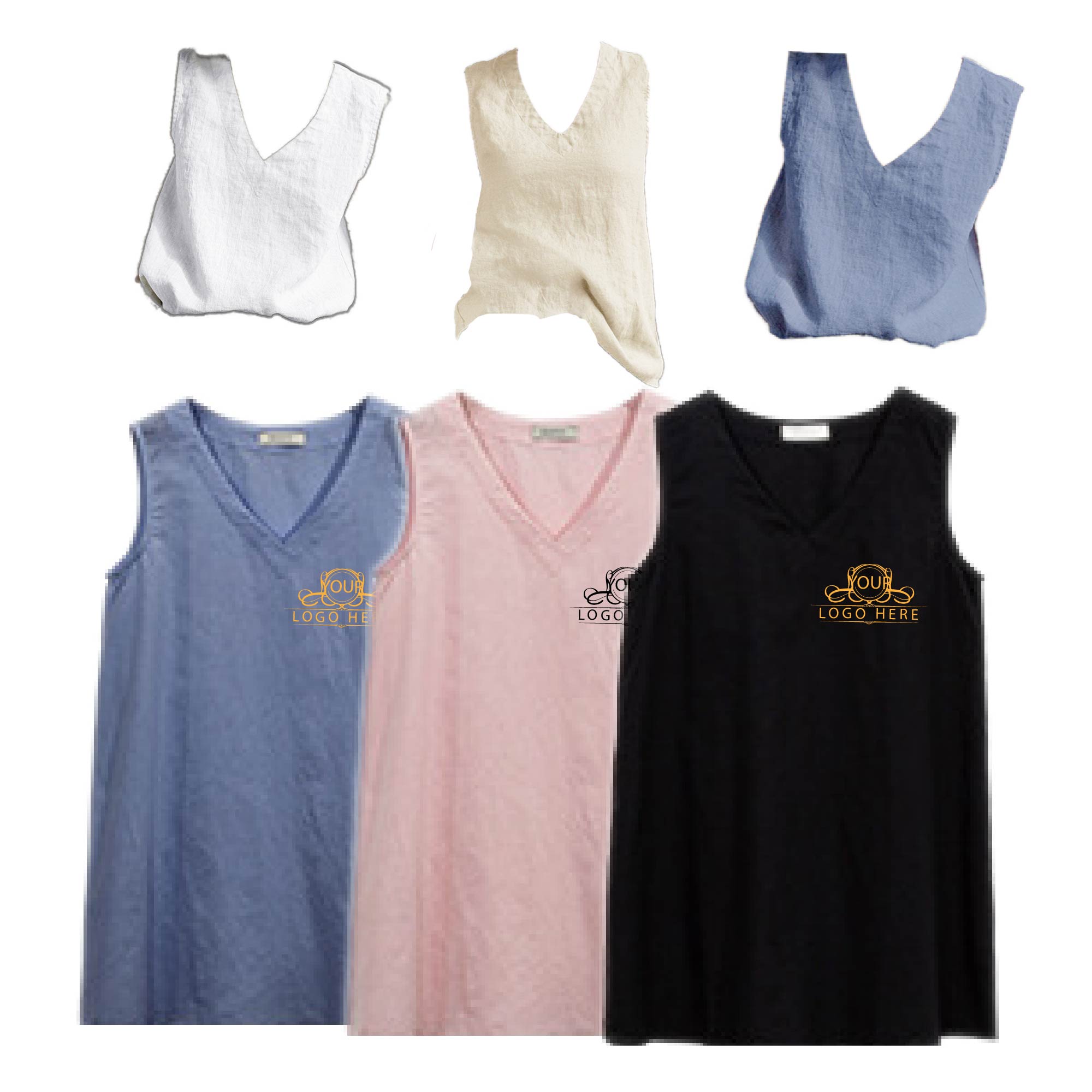 Ladies Stretch Rib Tank V Neck Shirt 1