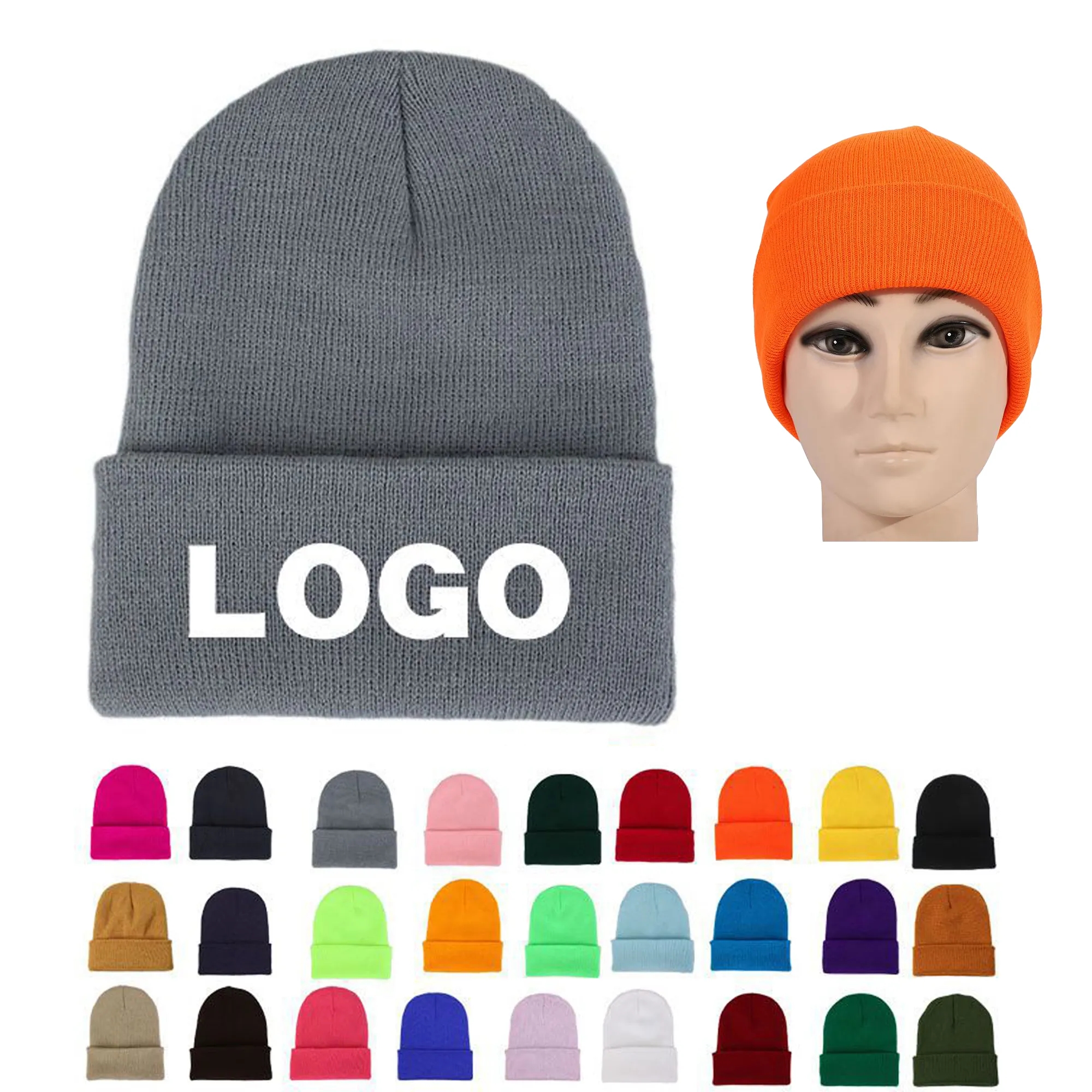 Winter Warm Knit Beanie Hat MOQ50pcs