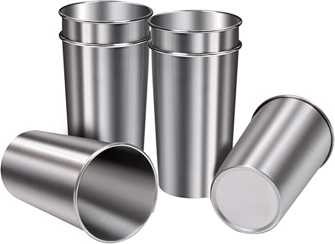 24 OZ Stainless Steel Cups Metal Shatterproof Stackable Pint Drinking Cups 4