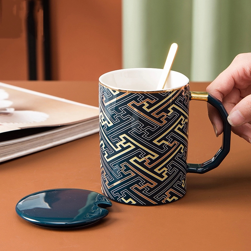 Custom 12 oz Ceramic Cup with Lid and Spoon 5