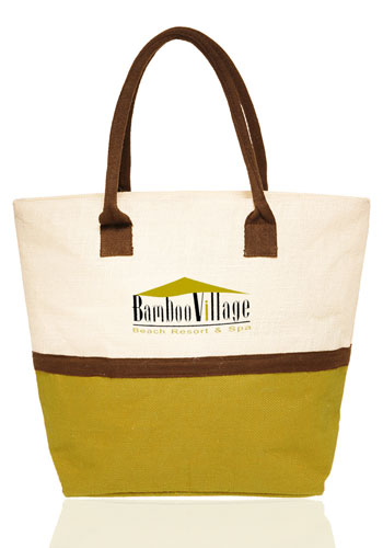 Two-Tone Jute Beach Tote Bags 8