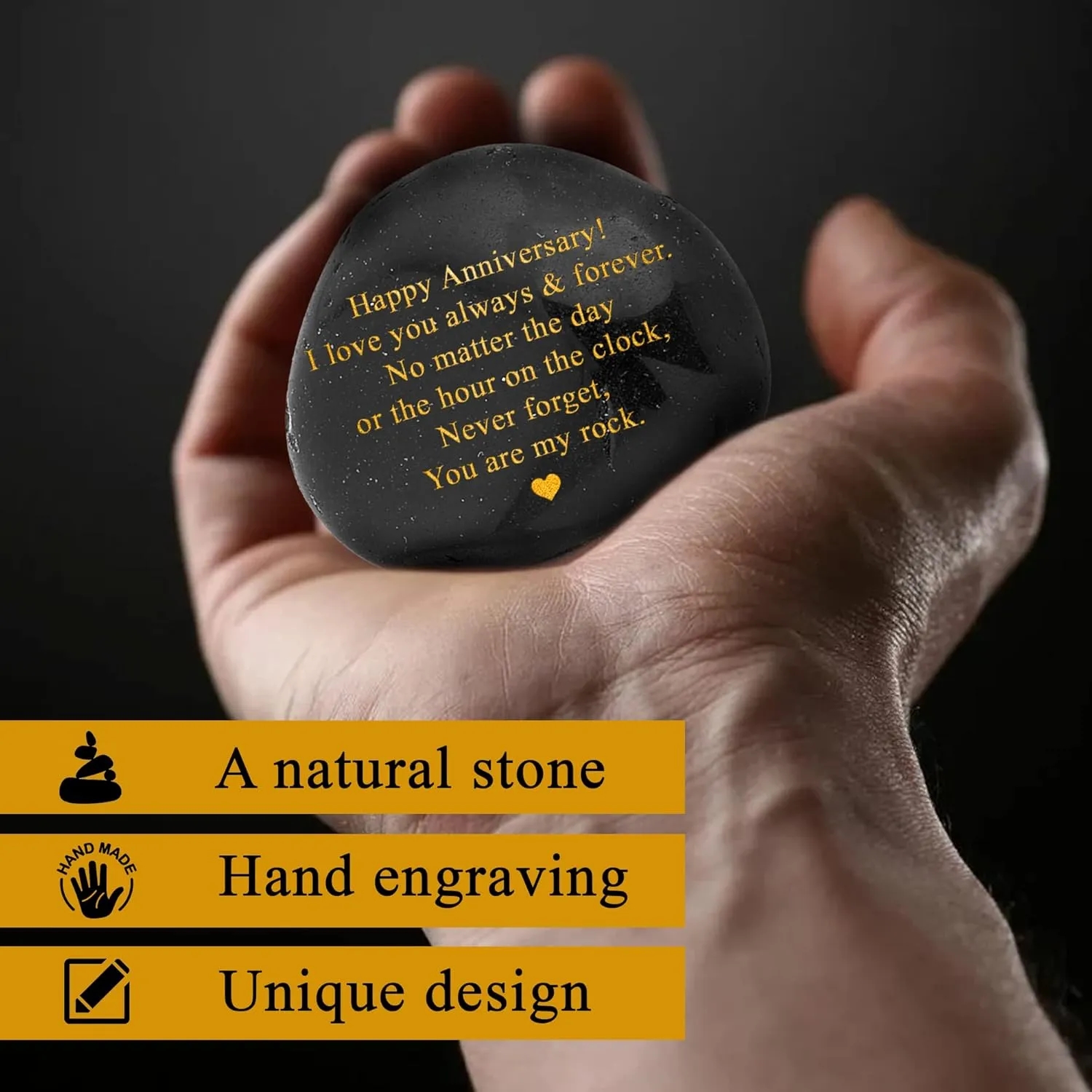 Anniversary Custom Engraved Natural Rock Gift with Words 8
