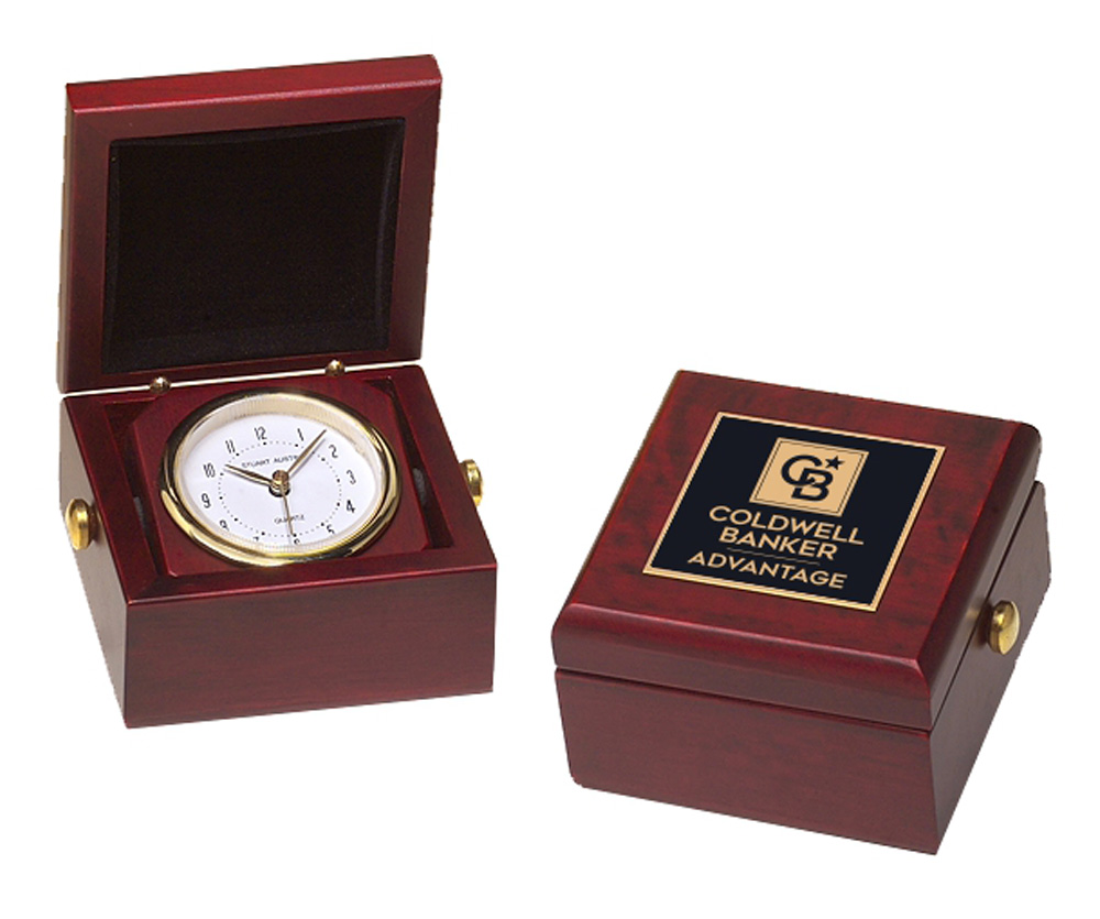 MAHOGANY FINISH BOX CLOCK 2
