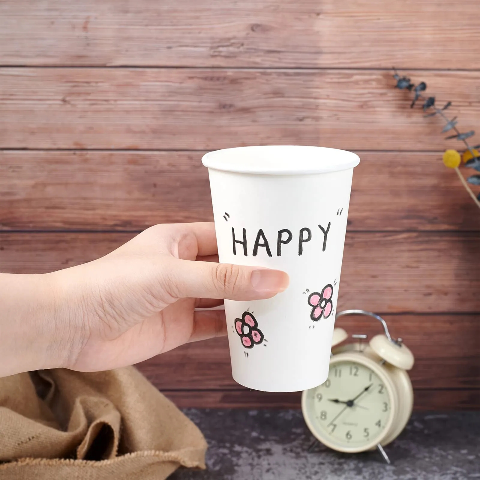 Disposable White Paper Cups for Events Catering Beverages 12