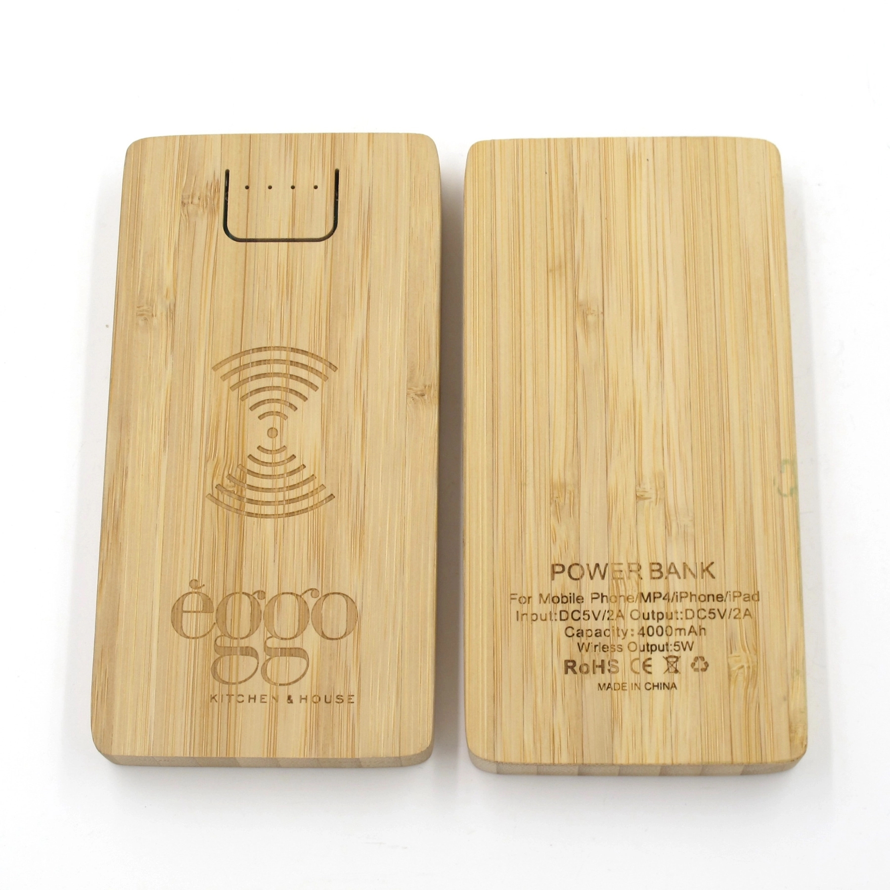 4000 mAh Wooden Power Bank with 5w Wireless Charger 7