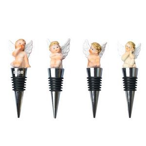 Charming 4 Piece Sitting Angel Cupid Wine Stopper Set 1