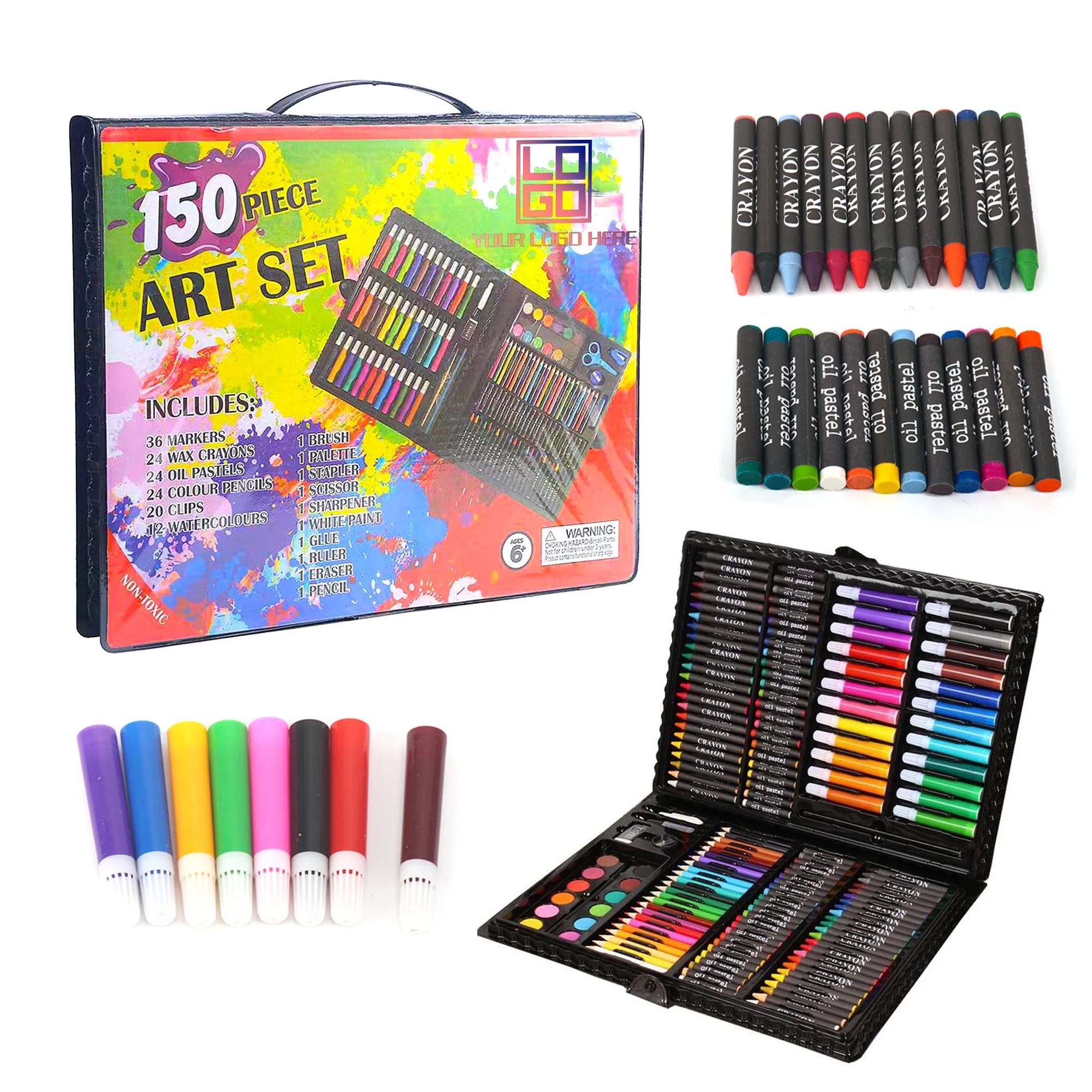 Kids Art Set 150 Pieces Deluxe Supplies Portable Case 2