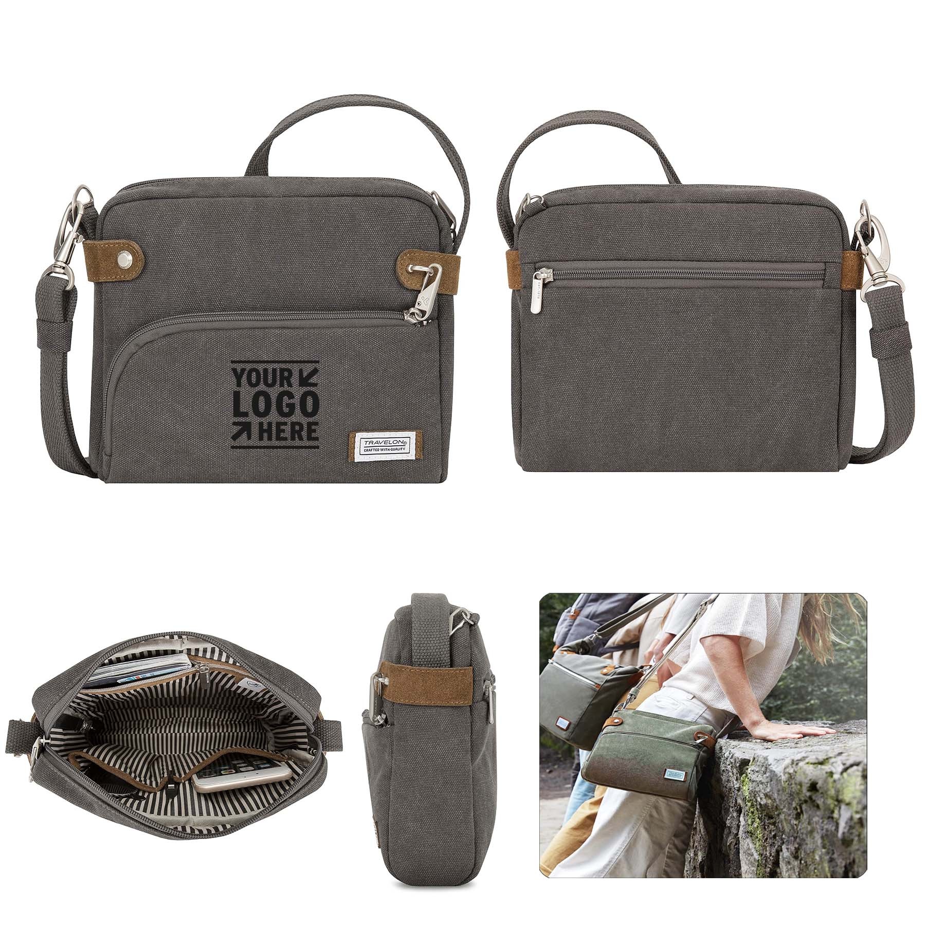Waterprrof RFID Blocking Anti-Theft Secure Heritage Travel Crossbody Canvas Bag 1