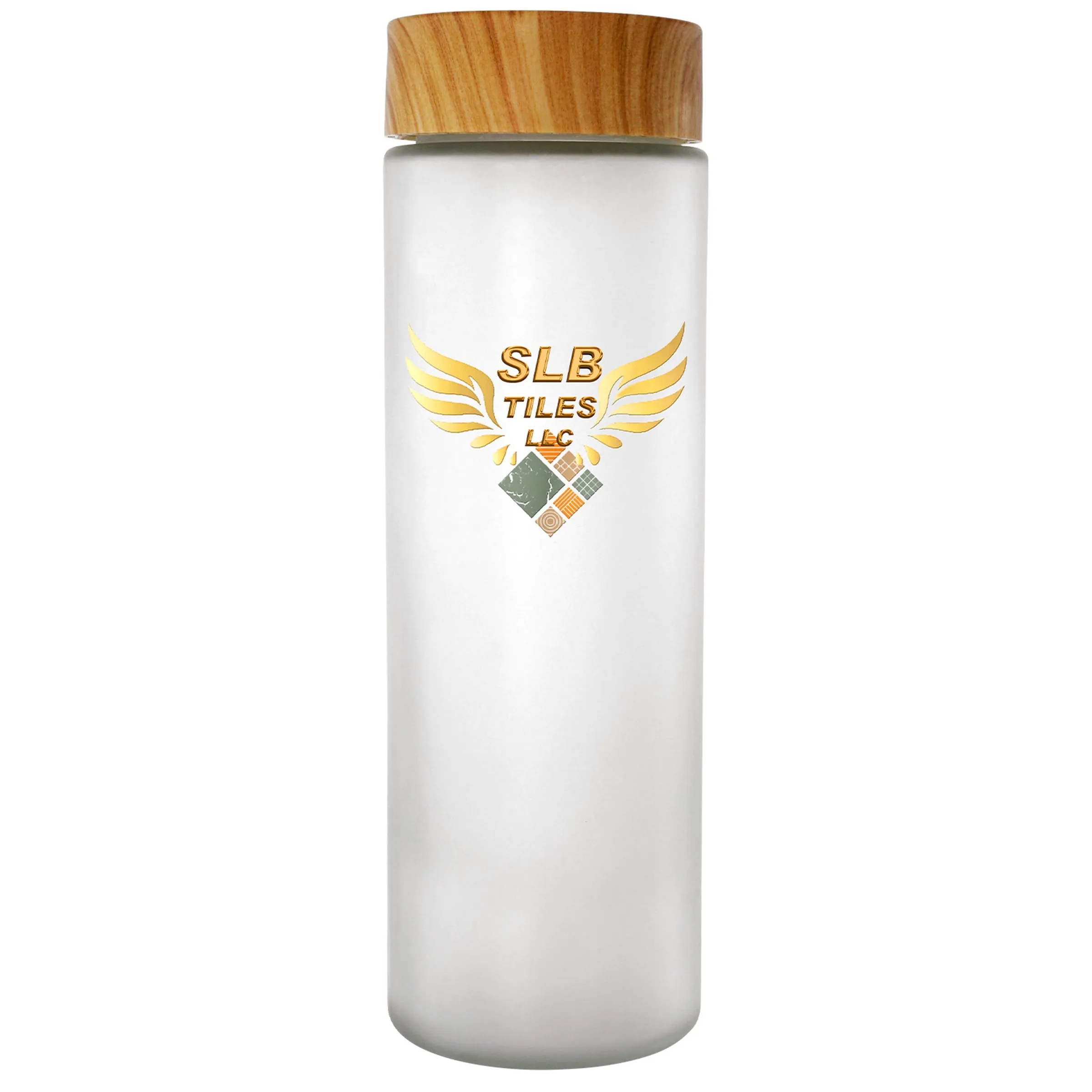Full Color Bamboo 22 oz. Frosted Glass Bottle
