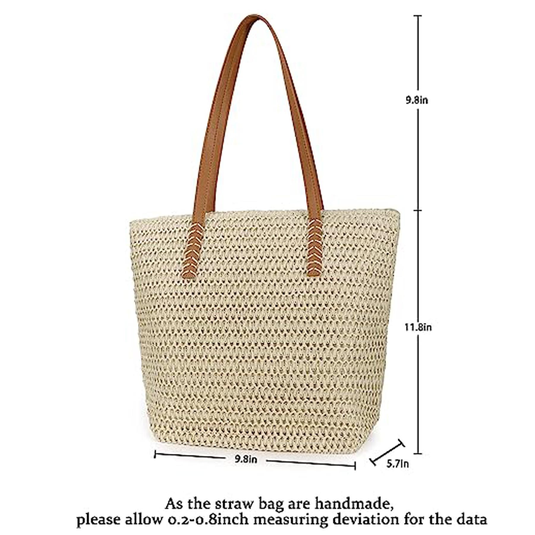 Womens Large Straw Beach Tote Bag 1