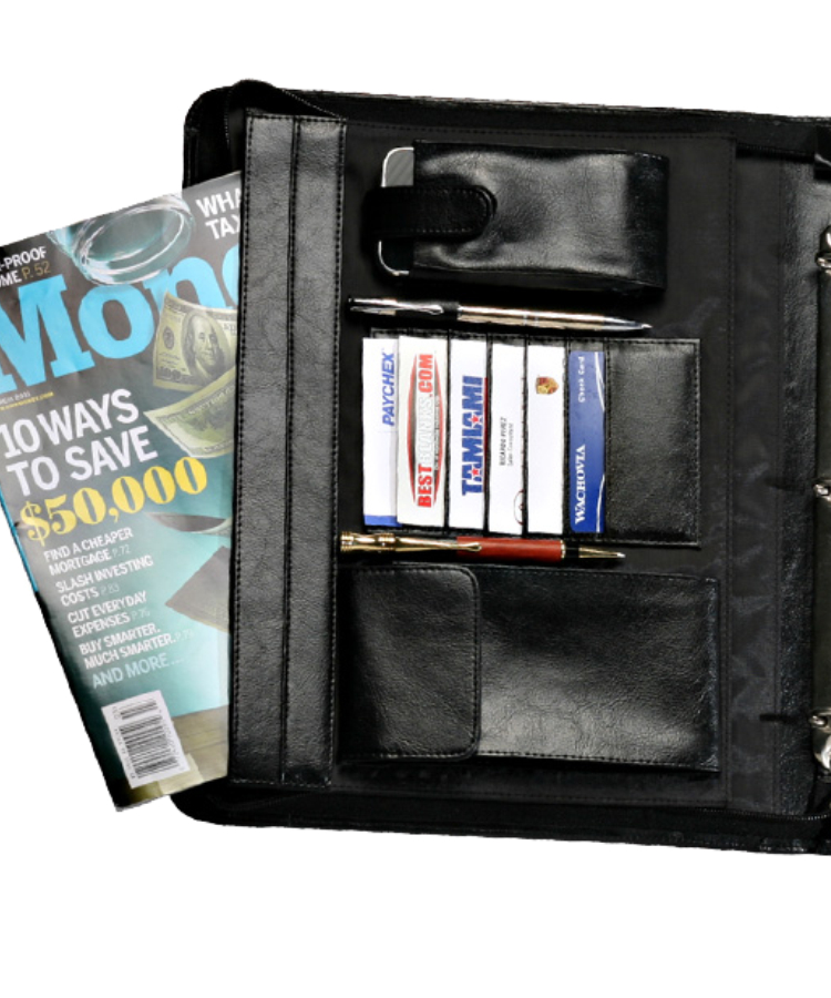 Union Printed Deluxe 3-Ring Zippered Portfolios - One Color Print 1