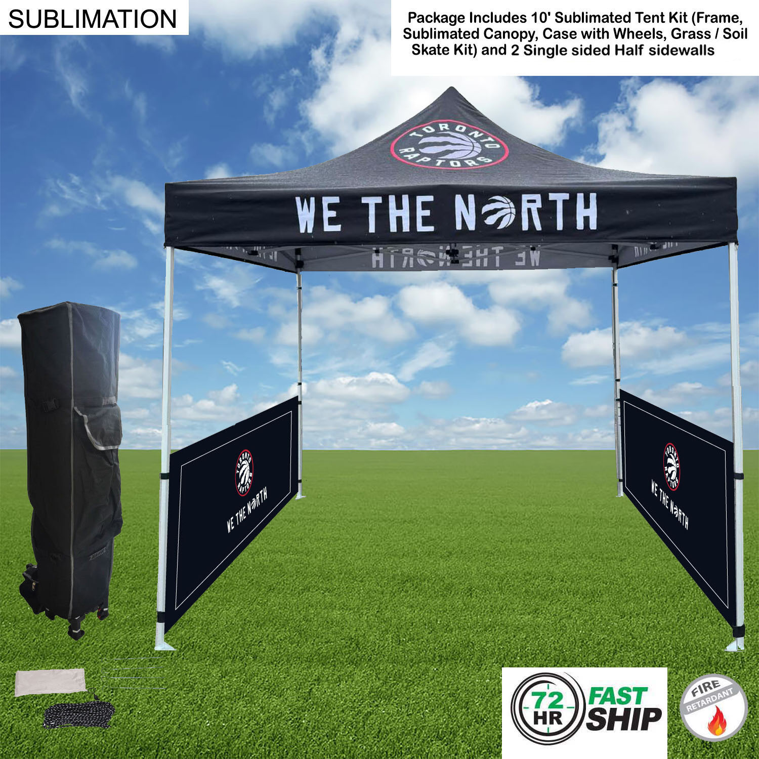 72Hr Fast Ship - Tent Sidewalls Package,10' Sublimated Tent Kit and 2 Half single sided sidewalls 22