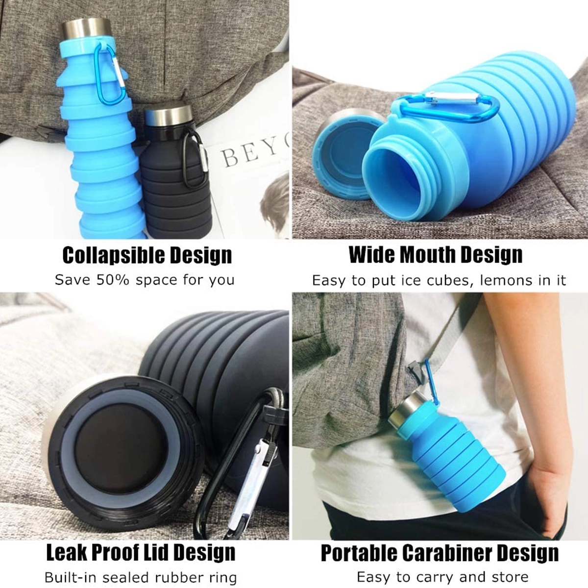 Collapsible Foldable Silicone Water Bottle 5