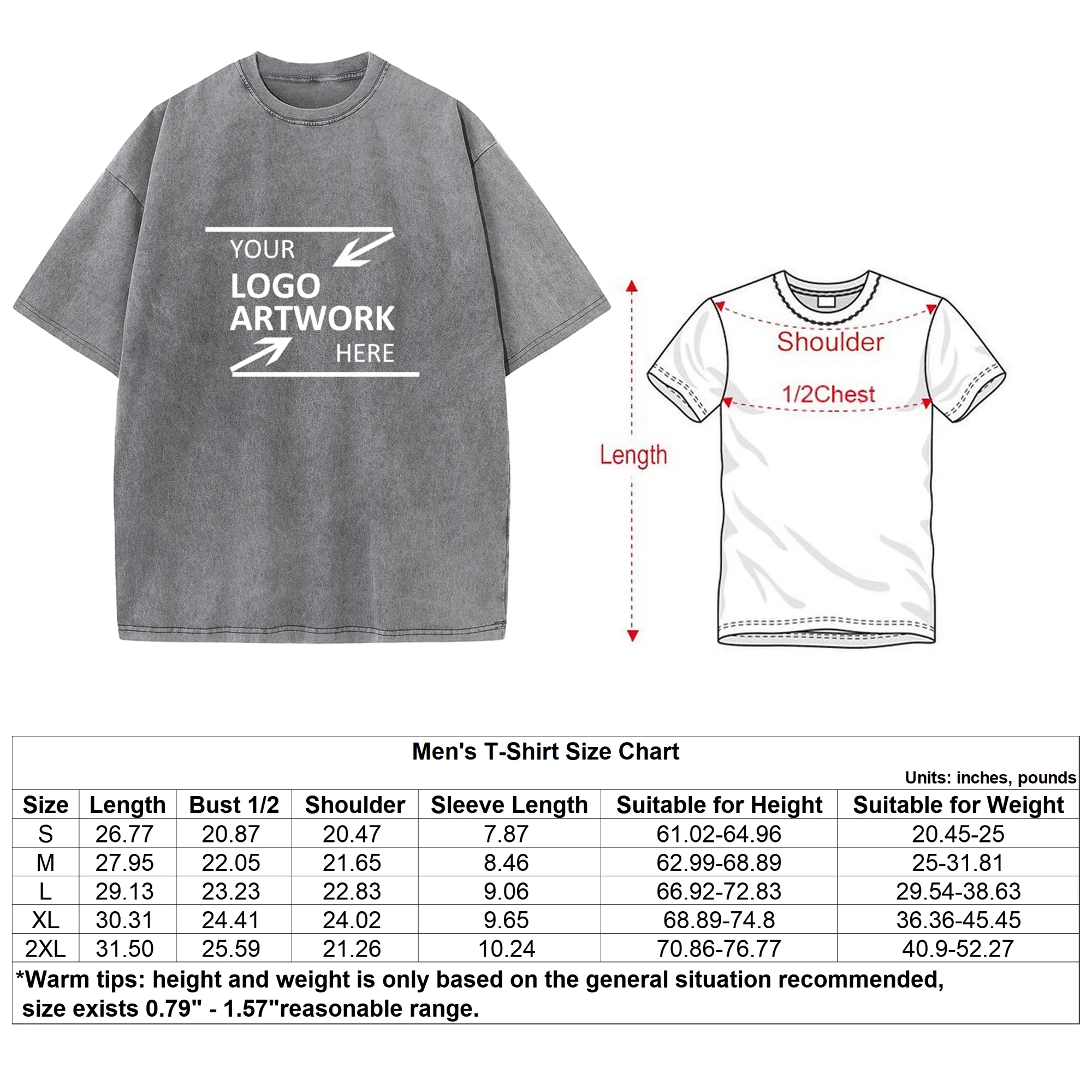 Wholesale 230g Washed Cotton Tee Bulk Order Custom Logo Tshirt 6