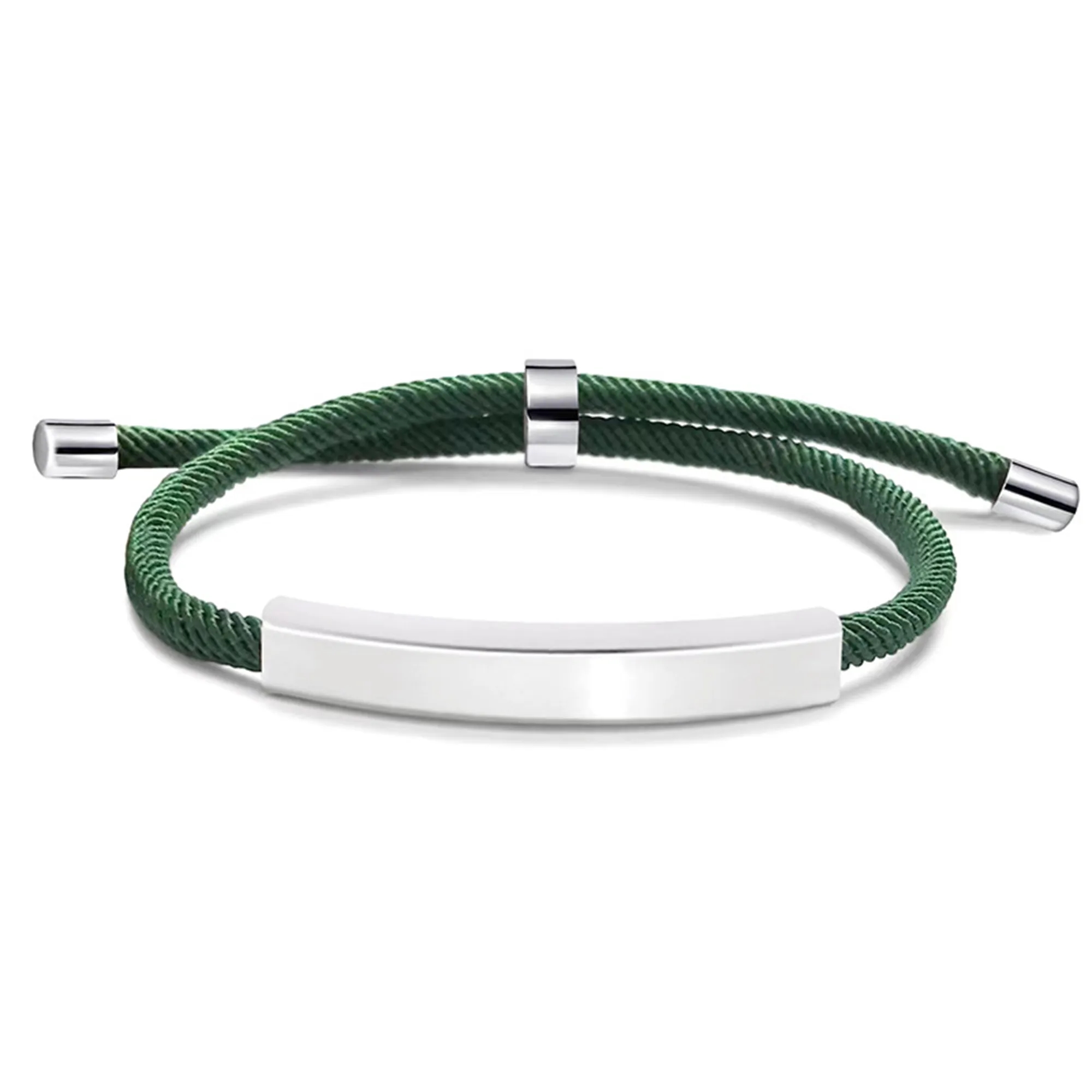 Adjustable Stainless Steel Bracelet with Braided Rope 5