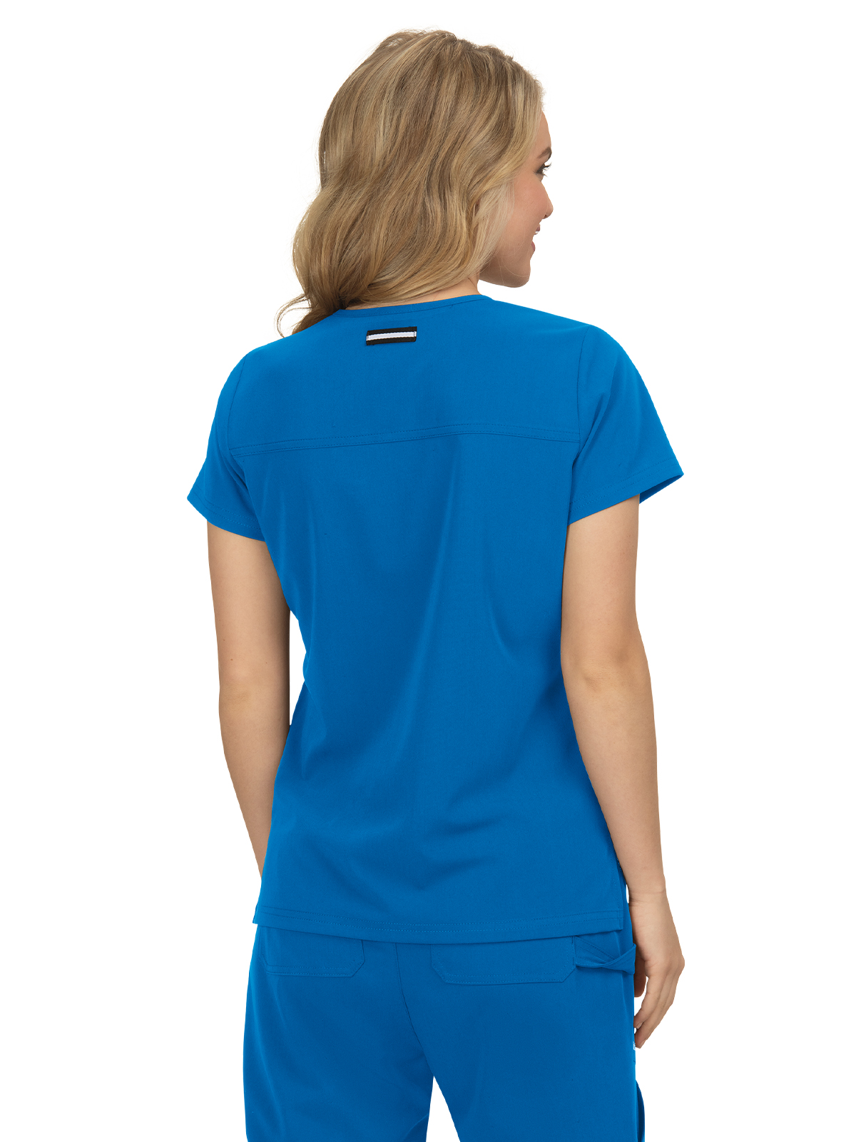 koi - Next Gen - Women's Three-Pocket Wide V-Neck Stretch Hustle and Heart Top 29