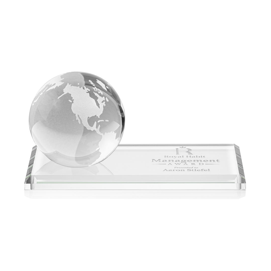 Globe Award on Rectangle Base - Clear 4
