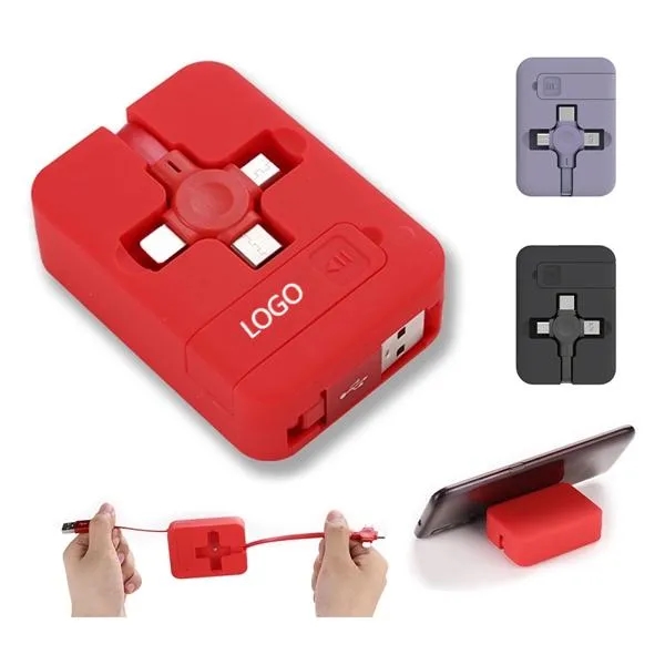 4 In 1 Multiple Retractable Charging Cable With Phone Stand 5
