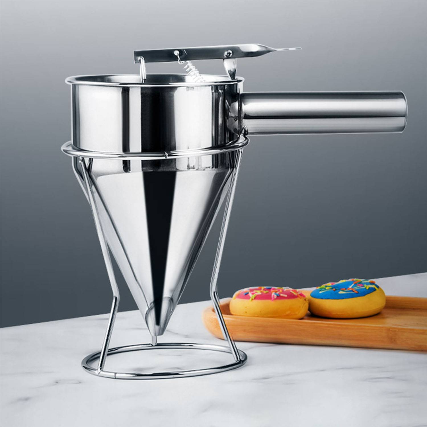 Stainless Steel Fishball Funnel With Rack 3