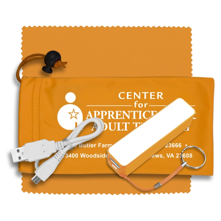 Mobile Tech Power Bank Accessory Kit in Microfiber Cinch Pouch 19