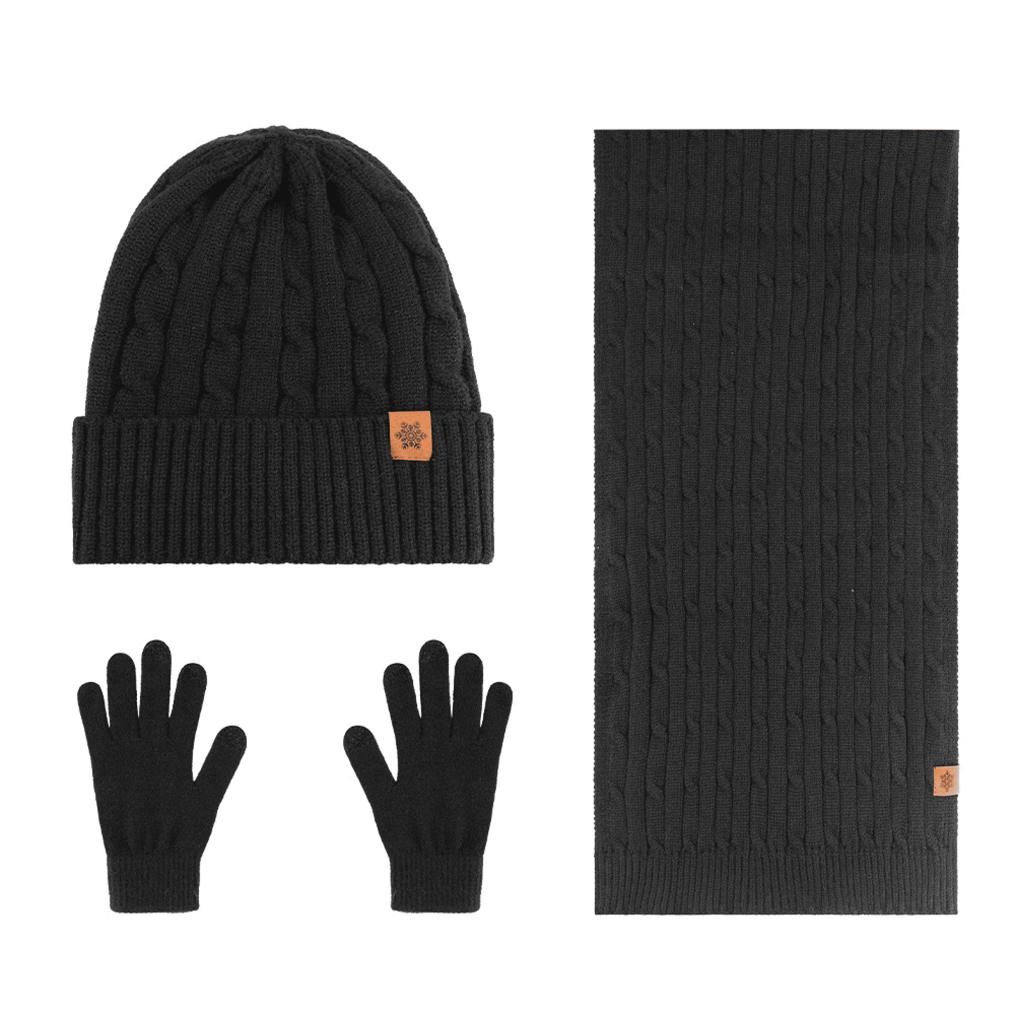 Cable Knit Warm Acrylic Winter 3-Piece Accessories Set 3