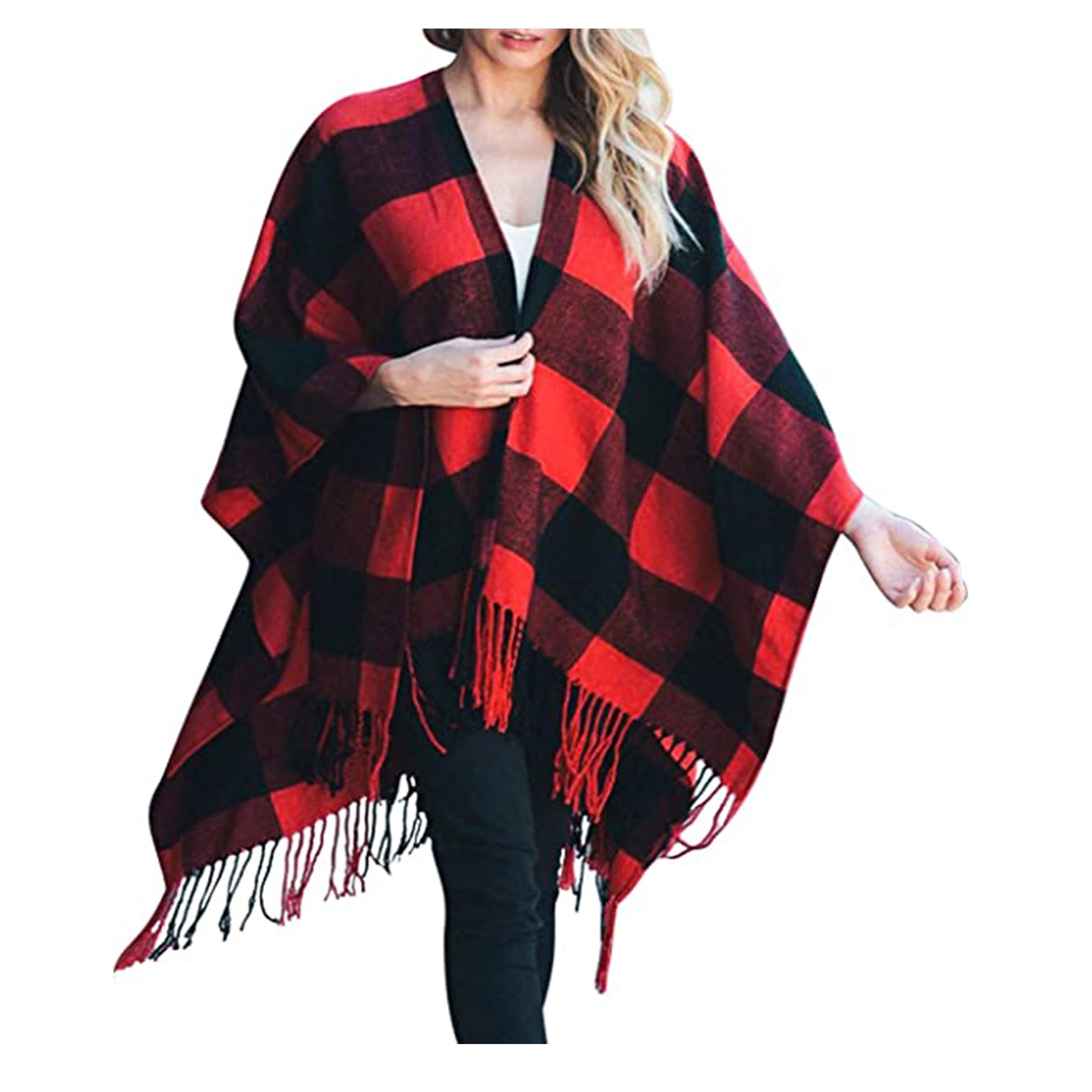 Buffalo Plaid Checkered Wrap Cape 2