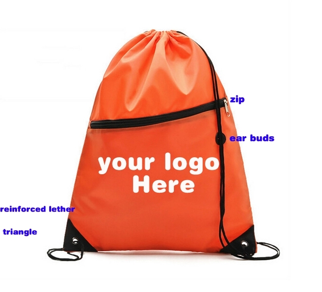 Drawstring Back Pack w/ Zippered and Ear Buds 3