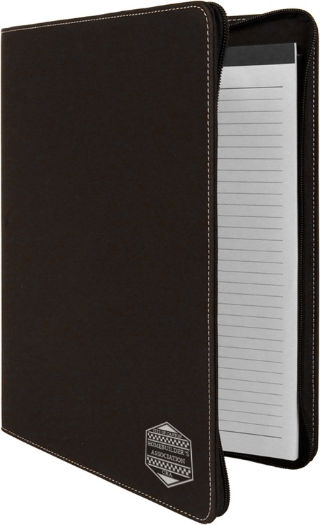 9 1/2" x 12" Black/Silver w/Zipper Leatherette Portfolio with Notepad 2