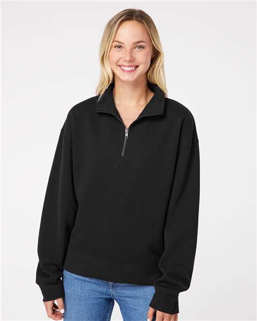 Women's Sueded Fleece Quarter-Zip Sweatshirt - W22713 1