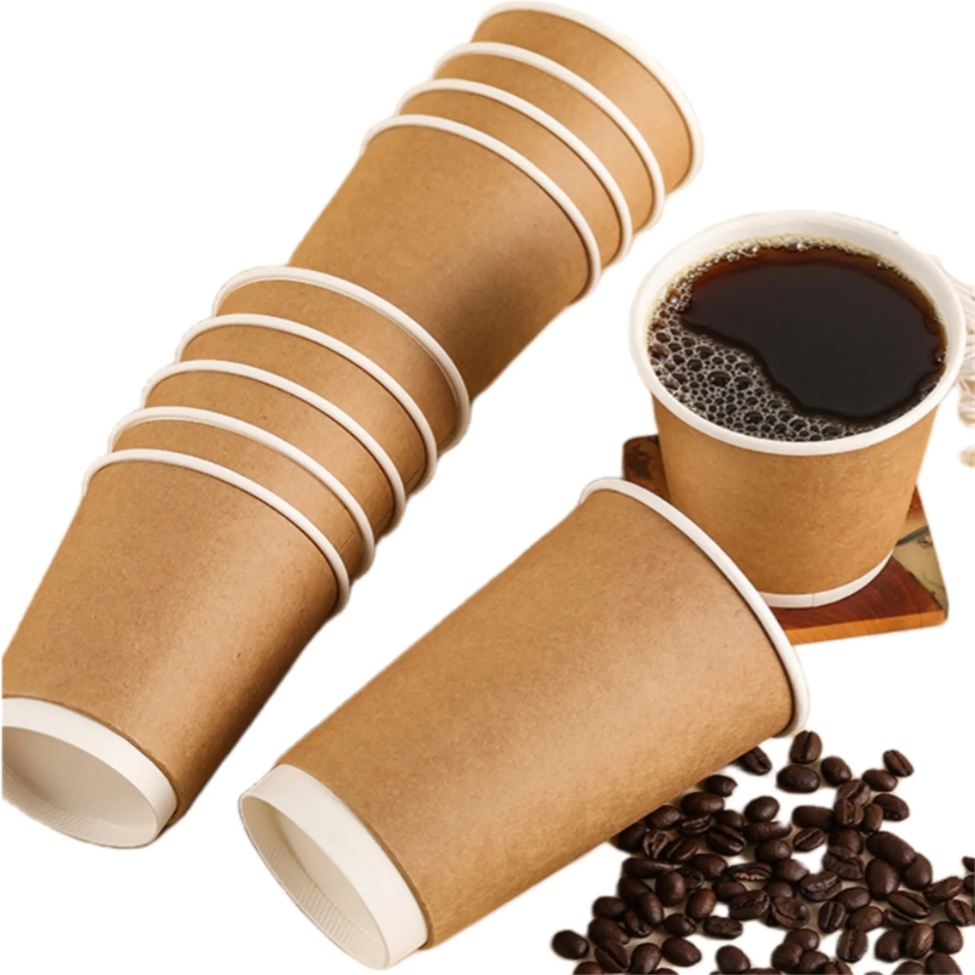 16 OZ Disposable Double Kraft Paper Coffee Cup 2
