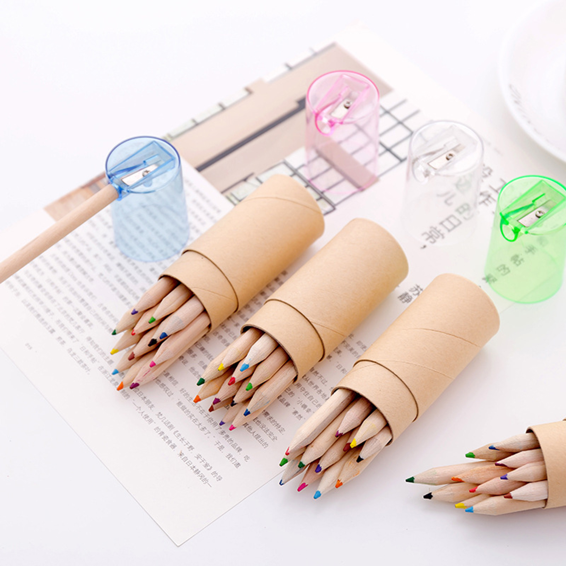 12 Piece Colored Pencils Tube With Pencil Sharpener 2