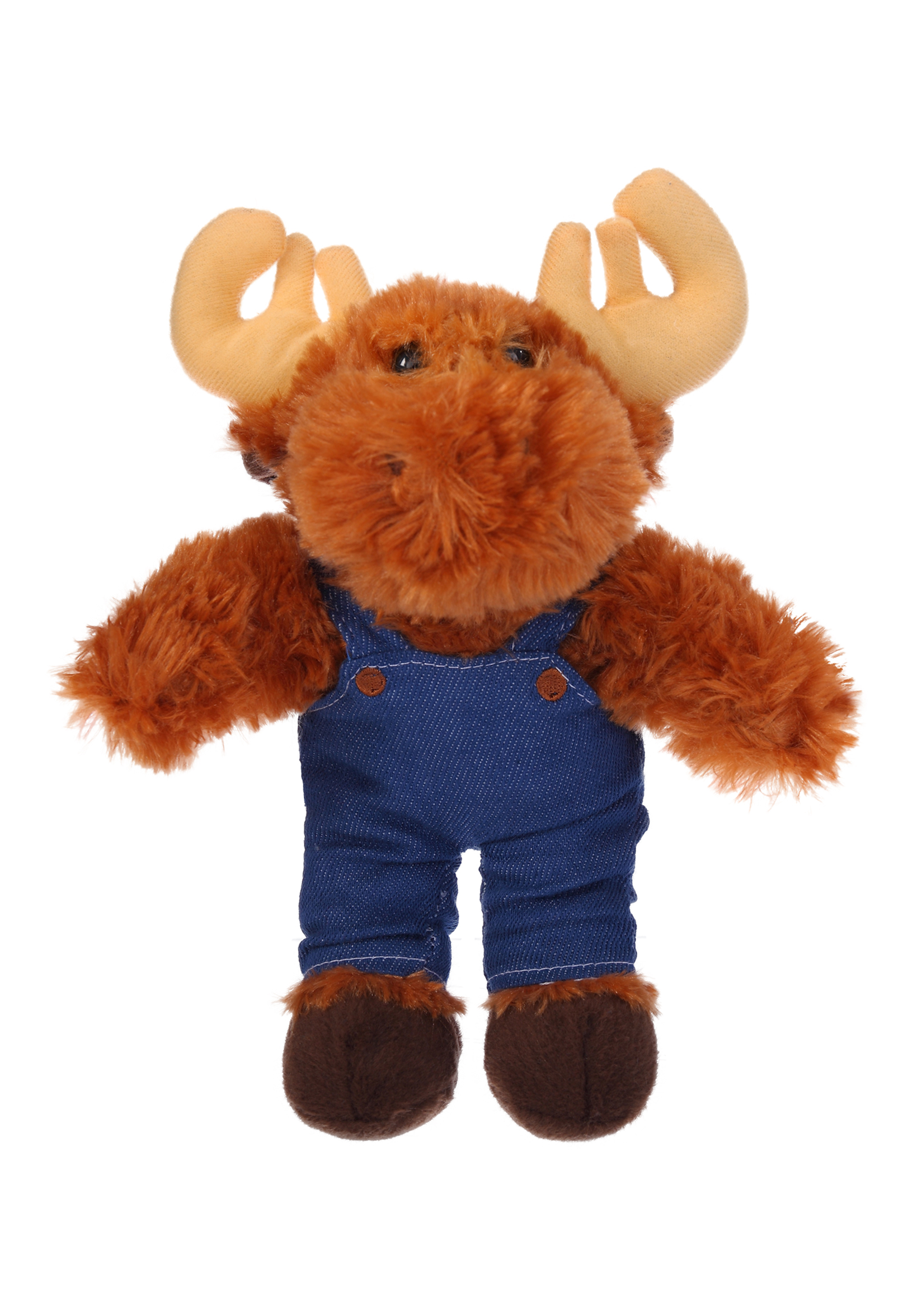 Soft Plush Stuffed Moose in denim overall.
