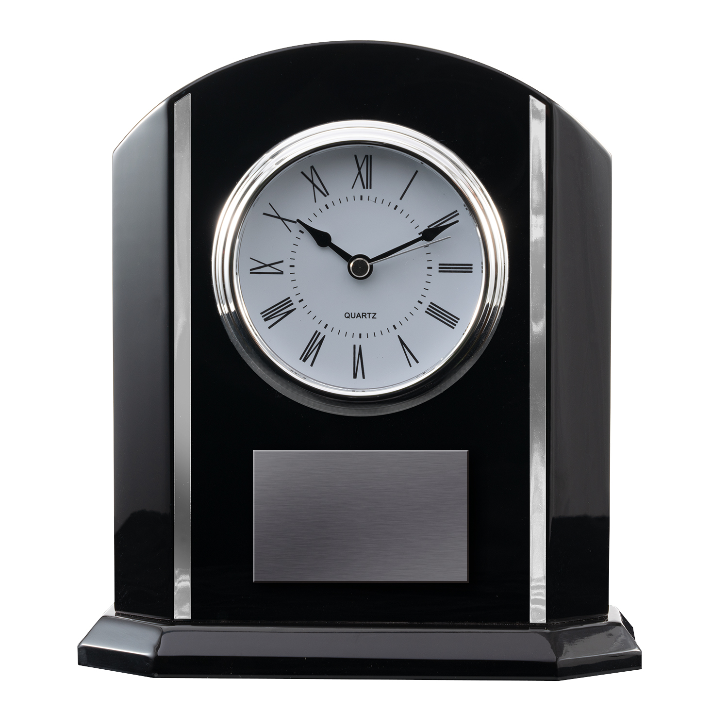 Black and Silver Piano Finish Desk Clock 4