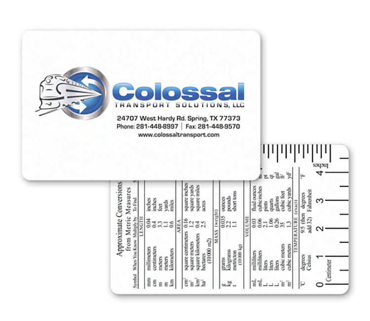 Full color wallet card 2 1/8" x 3 3/8" 2